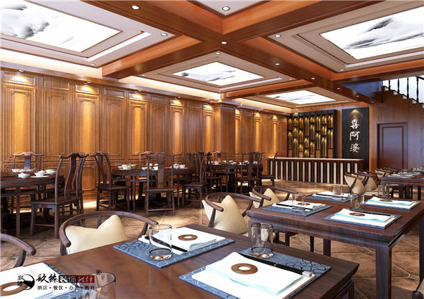 同心喜阿婆连锁餐厅装修设计|古典元素中植入现代文化感